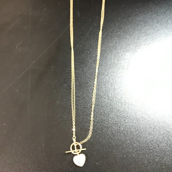 18" 14 Kt Gold Vermeil Cable Chain Toggle Necklace with Heart pendant - Picture 9 of 16